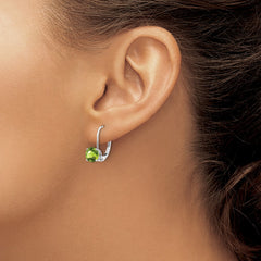 14k White Gold 6mm Peridot Leverback Earrings