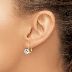 14k 7mm Cubic Zirconia Leverback Earrings