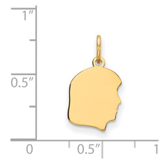14k Plain Small .027 Gauge Facing Right Engravable Girl Head Charm - 2
