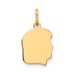 14k Plain Small .027 Gauge Facing Right Engravable Girl Head Charm - 2