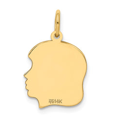 14k Plain Medium .018 Gauge Facing Right Engravable Girl Head Charm - 3