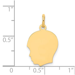 14k Plain Medium .009 Gauge Facing Left Engravable Boy Head Charm - 3