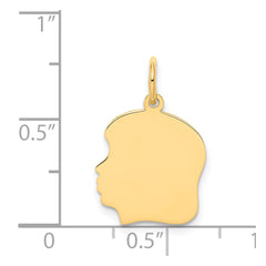 14k Plain Medium .011 Gauge Facing Left Engravable Girl Head Charm - 3
