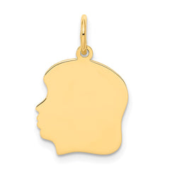 14k Plain Medium .011 Gauge Facing Left Engravable Girl Head Charm - 3