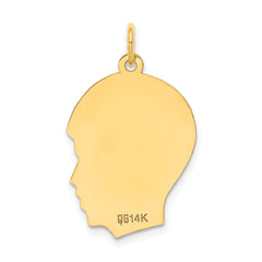 14k Plain Medium .011 Gauge Facing Right Engravable Boy Head Charm - 2