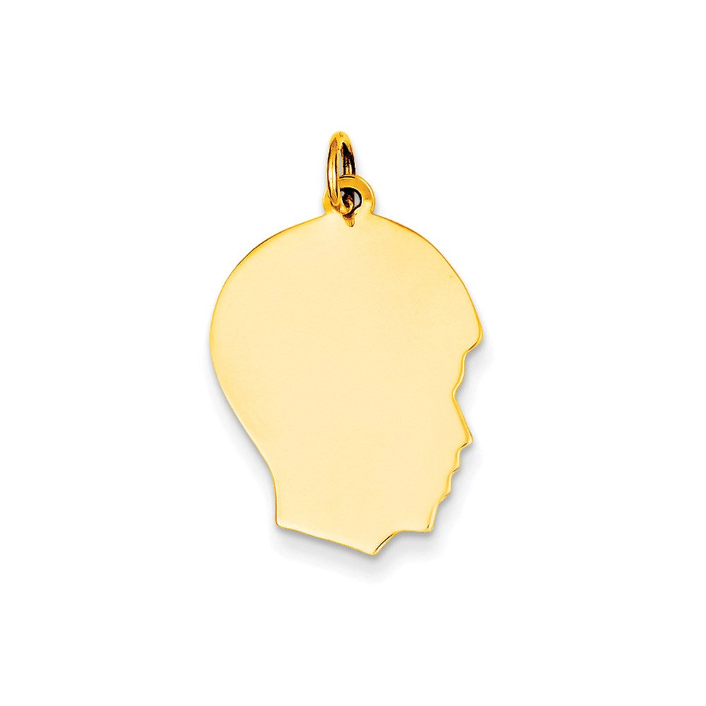 14k Plain Medium .011 Gauge Facing Right Engravable Boy Head Charm - 2