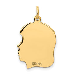 14k Plain Medium .011 Gauge Facing Right Engravable Girl Head Charm - 3