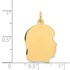 14k Plain Medium .013 Gauge Facing Right Engravable Girl Head Charm - 4