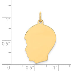 14k Plain Medium .011 Gauge Facing Left Engravable Boy Head Charm - 4