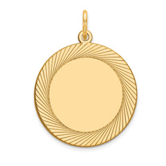 14k Etched Design .027 Gauge Circular Engravable Disc Charm - 3