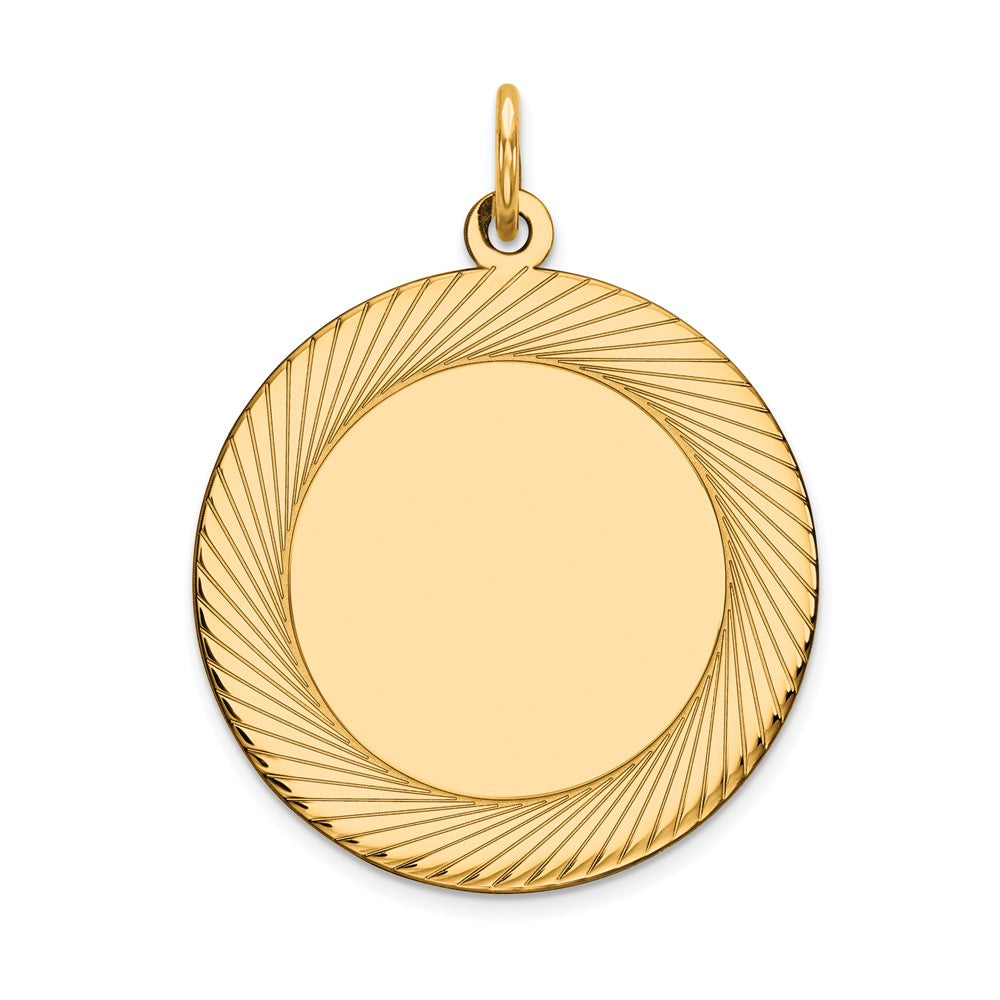 14k Etched Design .027 Gauge Circular Engravable Disc Charm