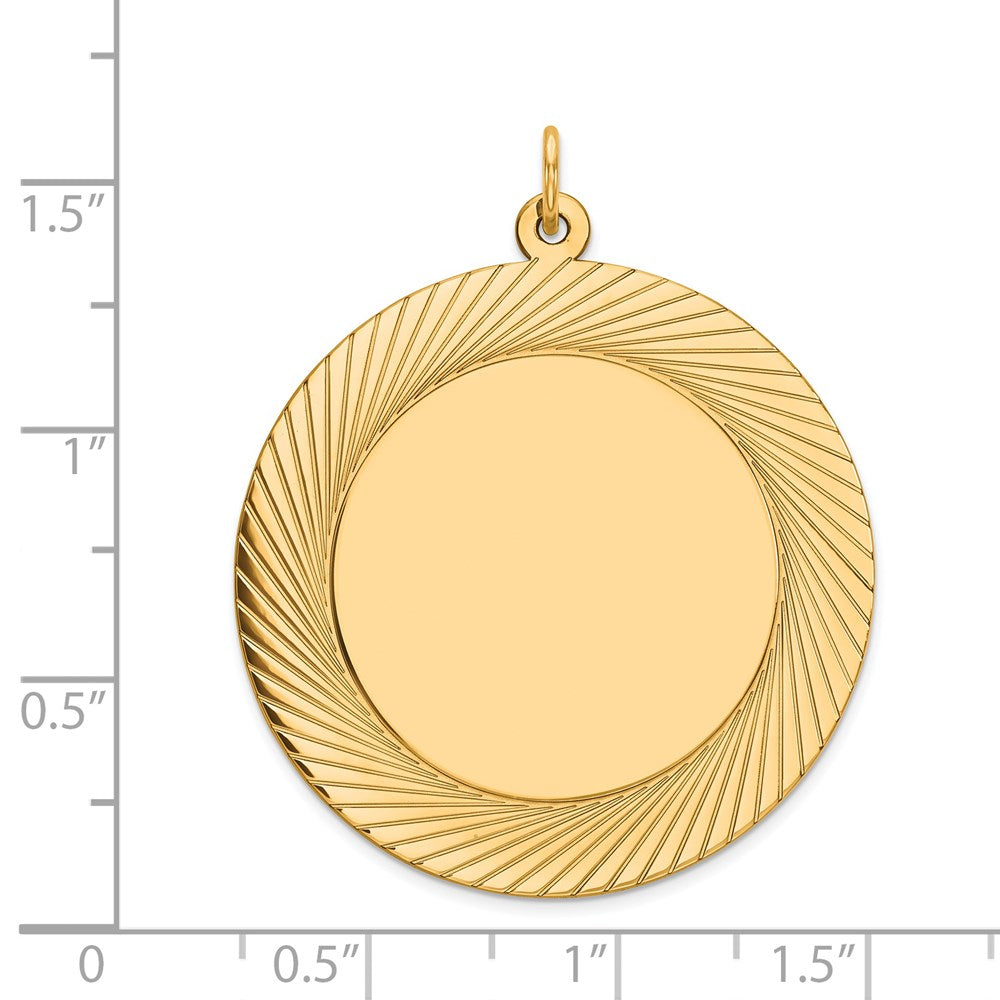 14k Etched Design .027 Gauge Circular Engravable Disc Charm - 2