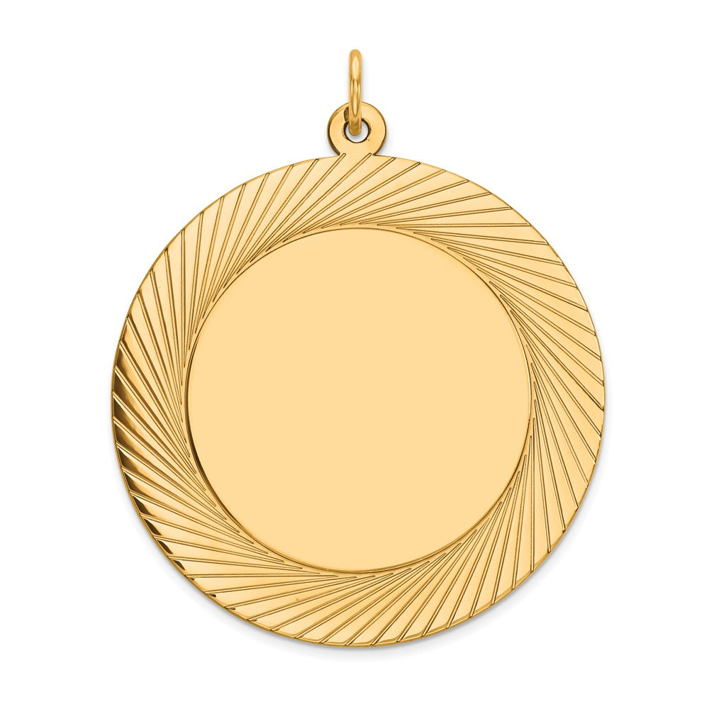 14k Etched Design .018 Gauge Circular Engravable Disc Charm - 2