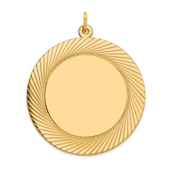 14k Etched Design .018 Gauge Circular Engravable Disc Charm - 2