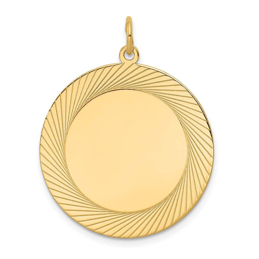 14k Etched Design .027 Gauge Circular Engravable Disc Charm - 4