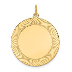 14k Etched Design .018 Gauge Circular Engravable Disc Charm - 3