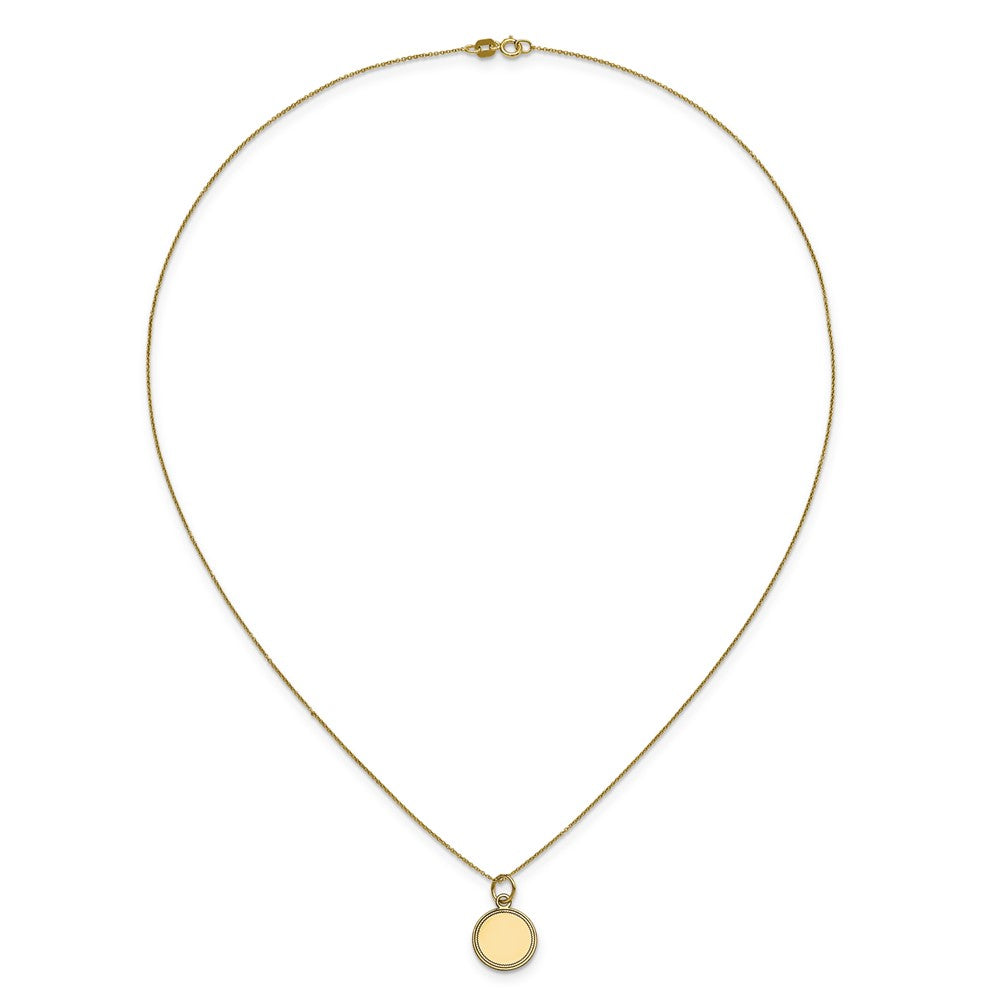 14k Plain .018 Gauge Engravable Round Disc Charm on 18 inch Chain