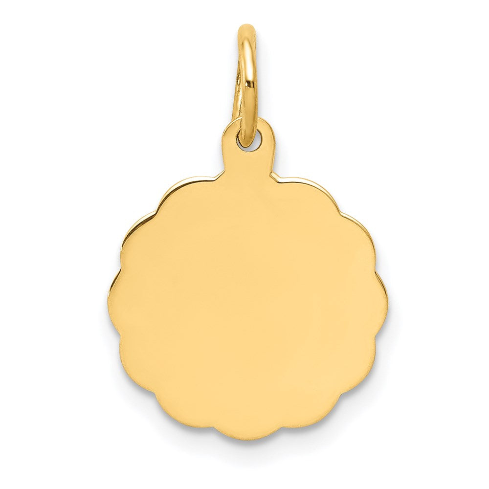 14k .011 Gauge Engravable Scalloped Disc Charm - 5