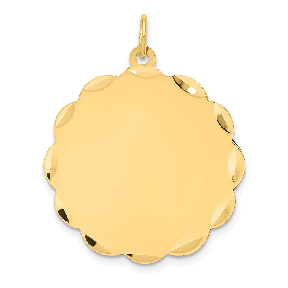 14k .035 Gauge Engravable Scalloped Disc Charm - 5