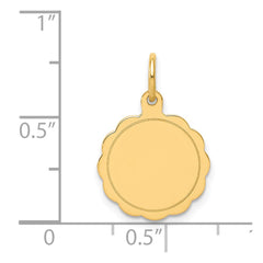 14k .011 Gauge Engravable Scalloped Disc Charm - 6