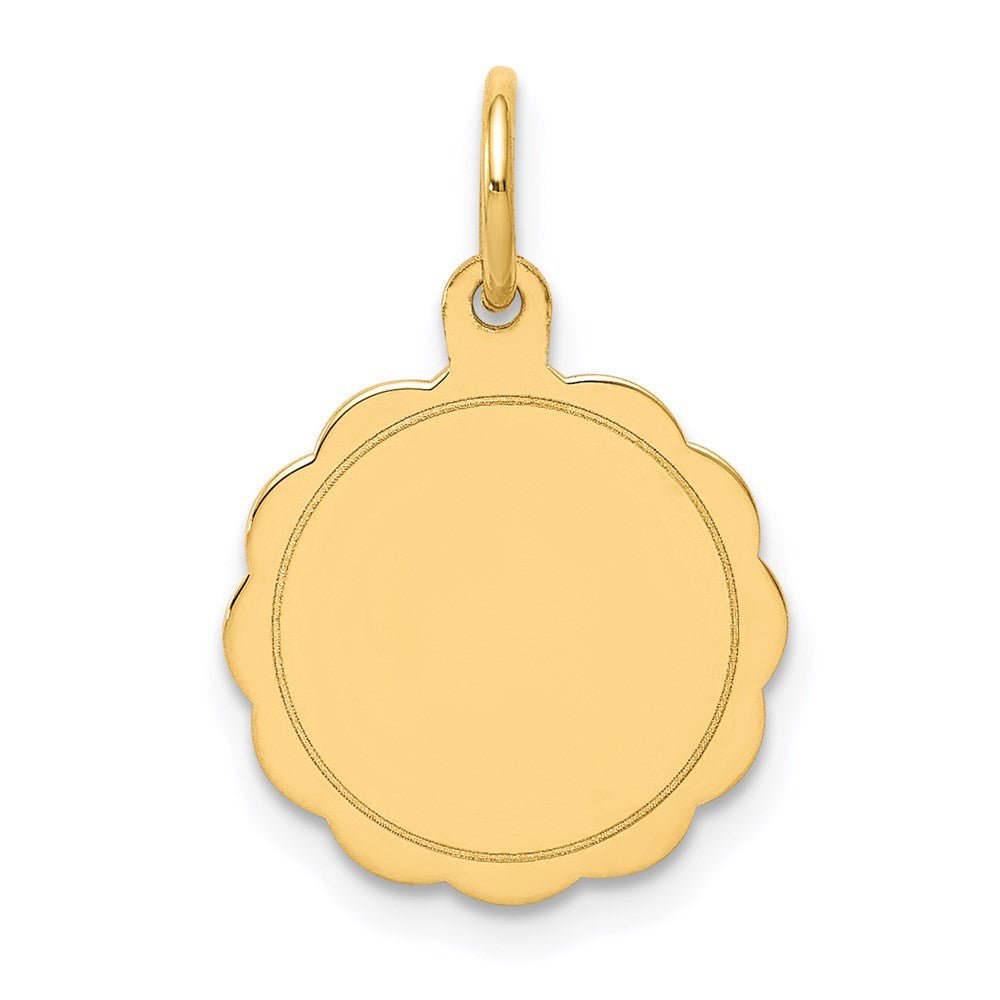 14k .011 Gauge Engravable Scalloped Disc Charm - 6