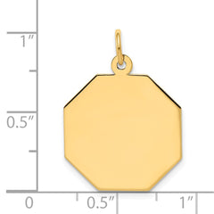 14k Plain .009 Gauge Engravable Octagonal Disc Charm - 2