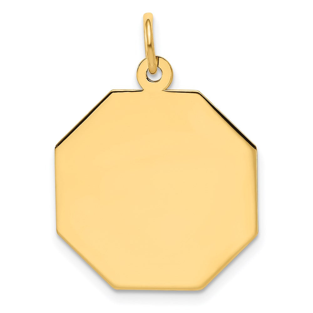 14k Plain .009 Gauge Engravable Octagonal Disc Charm - 2