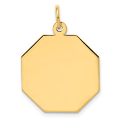 14k Plain .009 Gauge Engravable Octagonal Disc Charm - 2