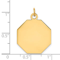 14k Plain .027 Gauge Engravable Octagonal Disc Charm - 3