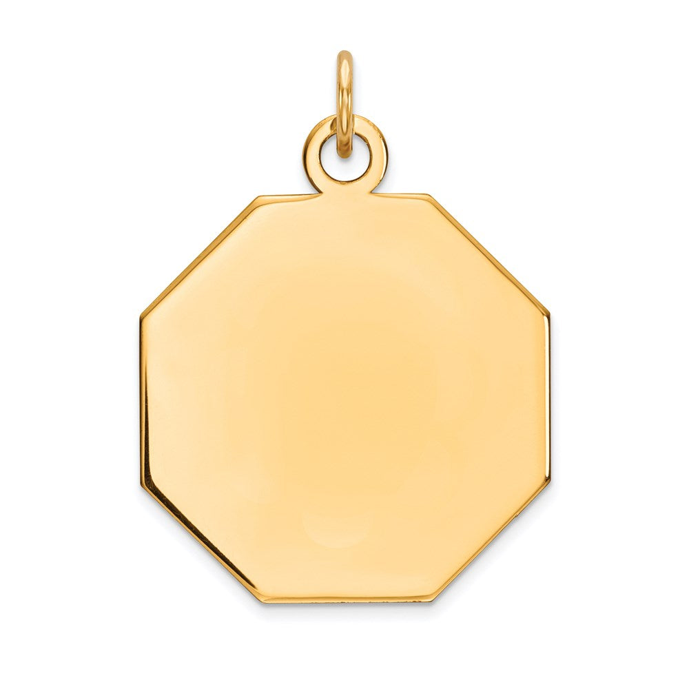 14k Plain .018 Gauge Engravable Octagonal Disc Charm - 3