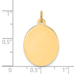 14k Plain .013 Gauge Engravable Oval Disc Charm - 5