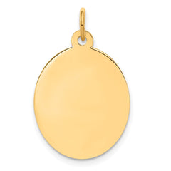 14k White Gold Plain .018 Gauge Engravable Oval Disc Charm