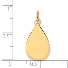 14k Plain .018 Gauge Engravable Raindrop Disc Charm - 2