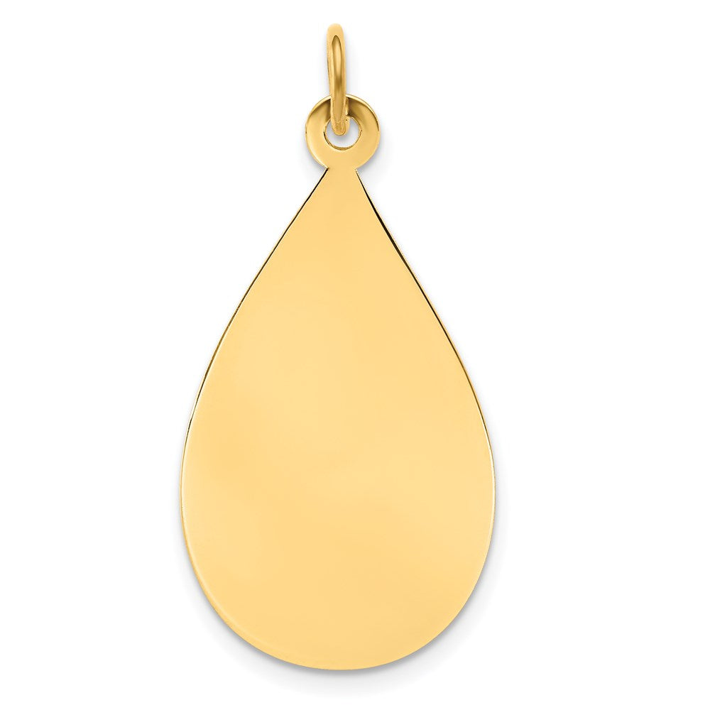 14k Plain .013 Gauge Engravable Raindrop Disc Charm - 2