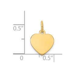 14k Plain .027 Gauge Engravable Heart Disc Charm - 10