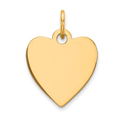 14k Plain .018 Gauge Engravable Heart Disc Charm - 7