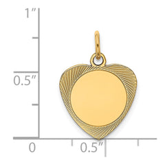 14k Etched .027 Gauge Engravable Heart Disc Charm - 2