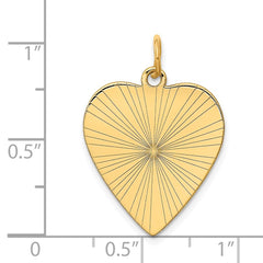14k Etched .018 Gauge Engravable Heart Disc Charm - 5