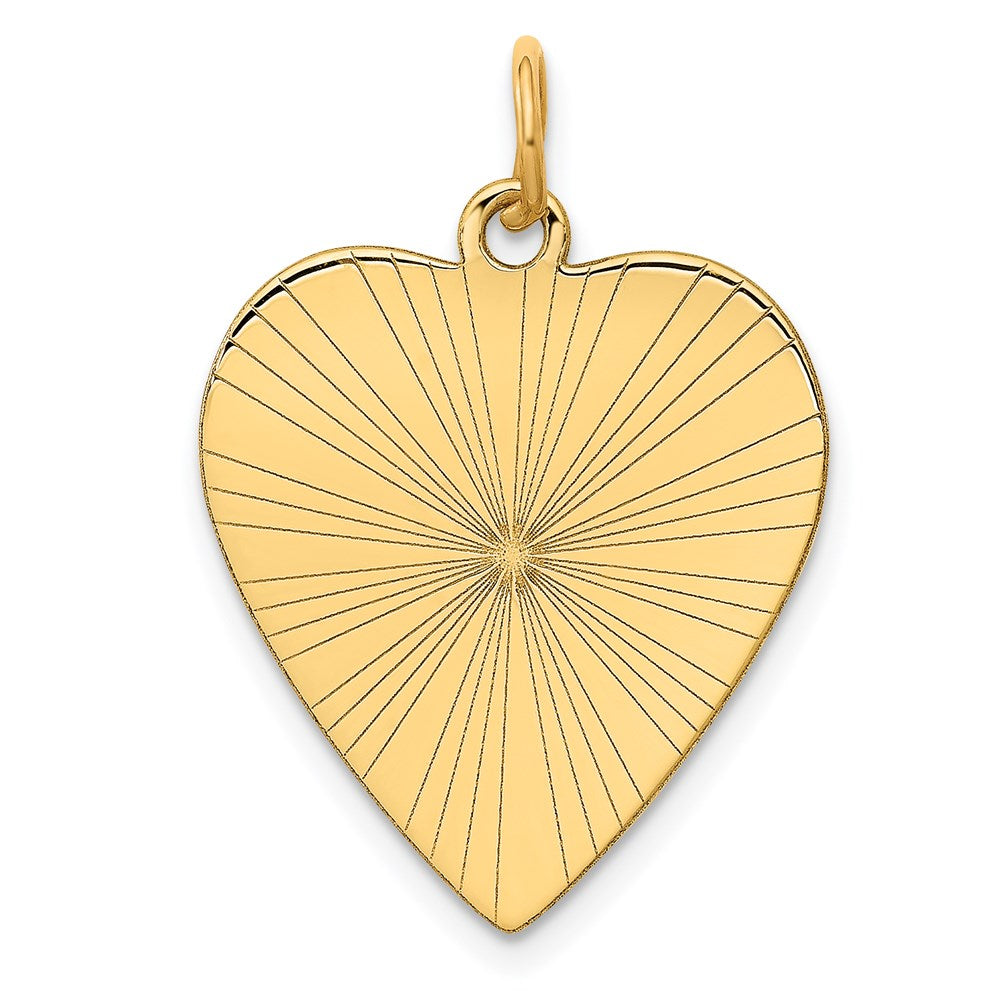 14k Etched .018 Gauge Engravable Heart Disc Charm - 5