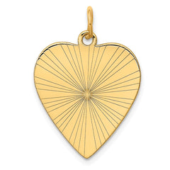 14k Etched .018 Gauge Engravable Heart Disc Charm - 5