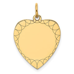 14k Etched .018 Gauge Engravable Heart Disc Charm - 6