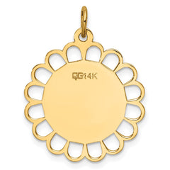 14k Plain .013 Gauge Engravable Flower Disc Charm - 2