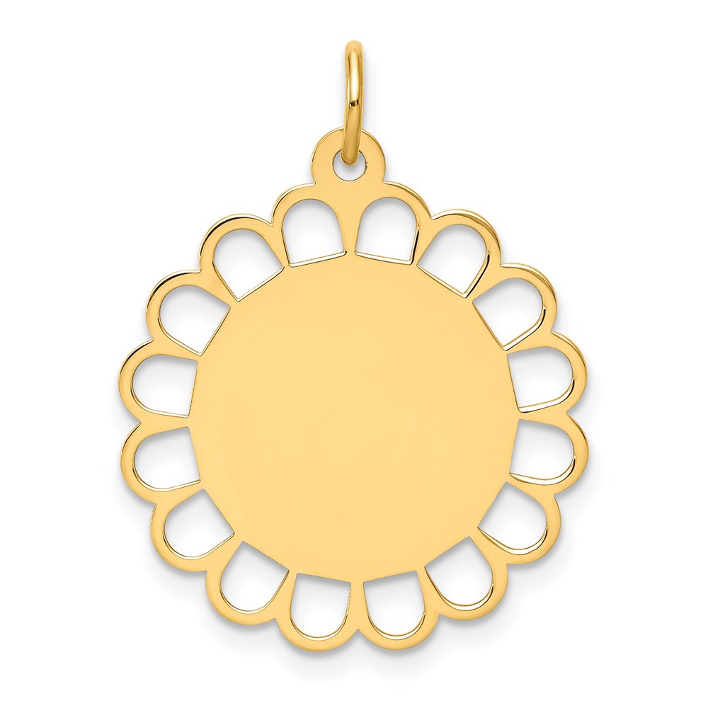14k Plain .013 Gauge Engravable Flower Disc Charm - 2