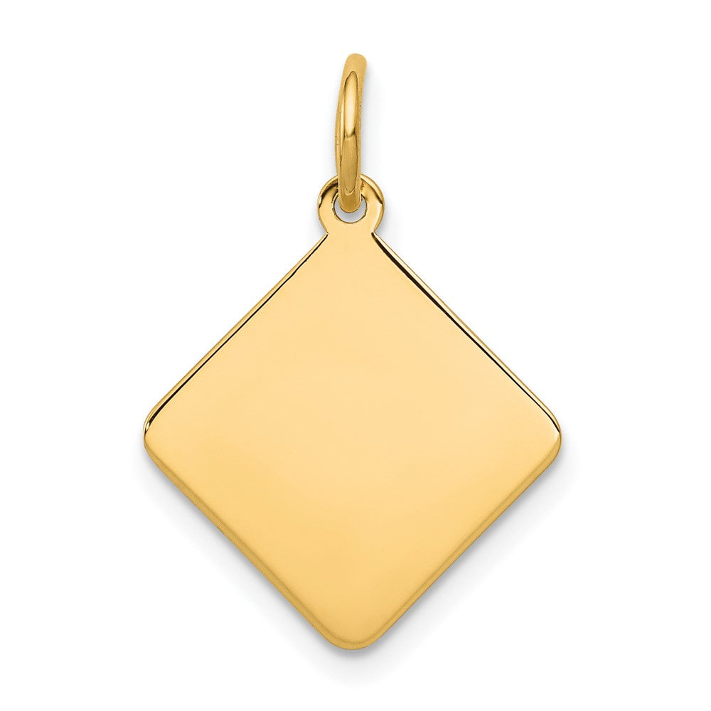 14kw Plain .018 Gauge Diamond-Shaped Engravable Disc Charm