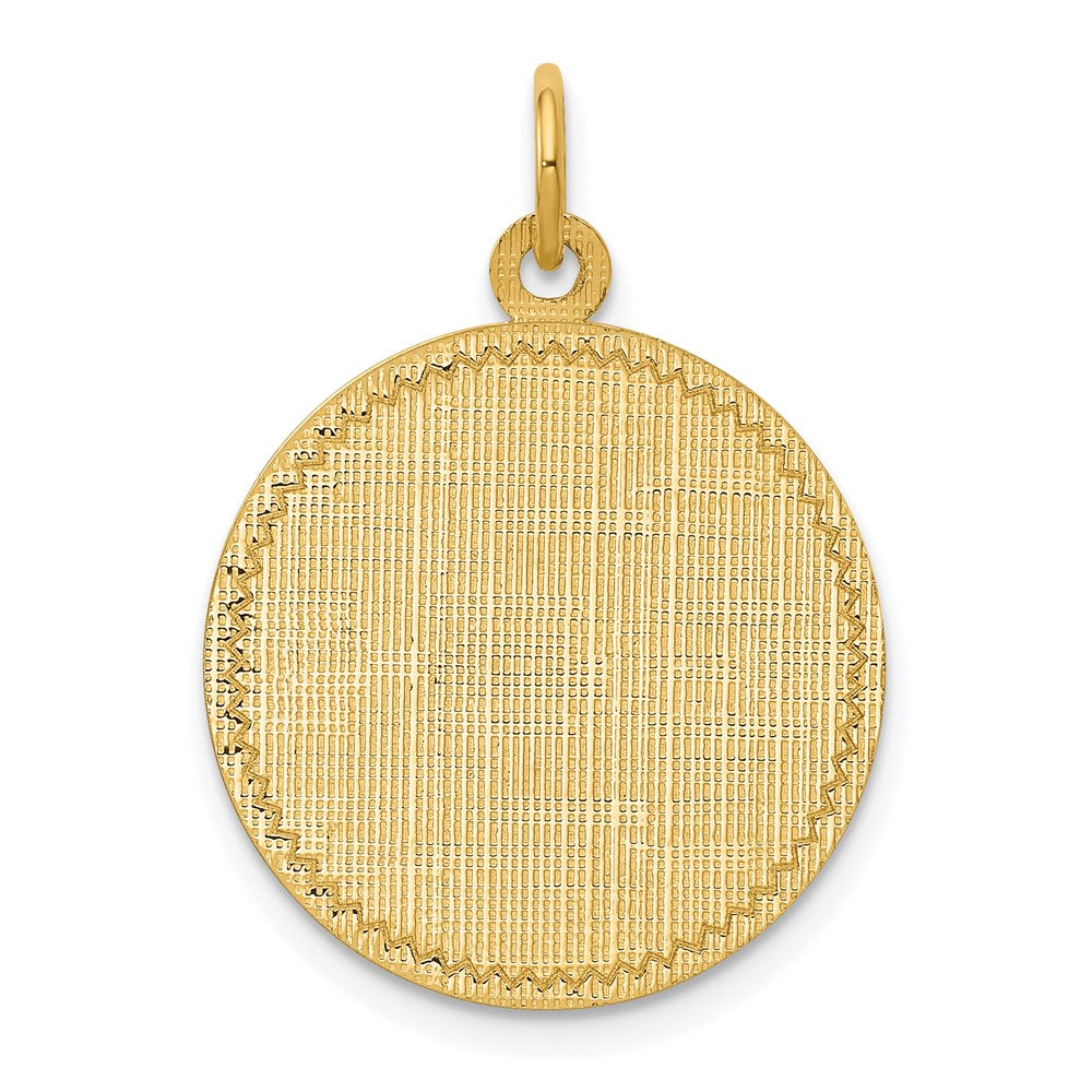 14k Patterned .013 Gauge Circular Engravable Disc Charm - 2