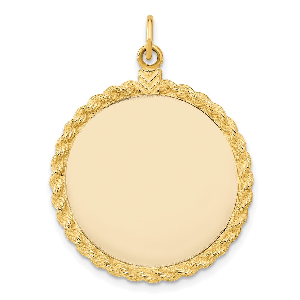 14k Plain .013 Gauge Circular Engravable Disc with Rope Charm - 3