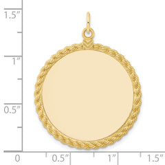 14k Plain .013 Gauge Circular Engravable Disc with Rope Charm - 6