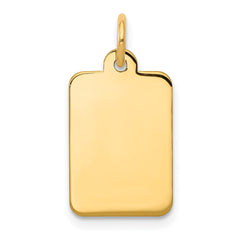 14k Plain .018 Gauge Rectangular Engravable Disc Charm - 3