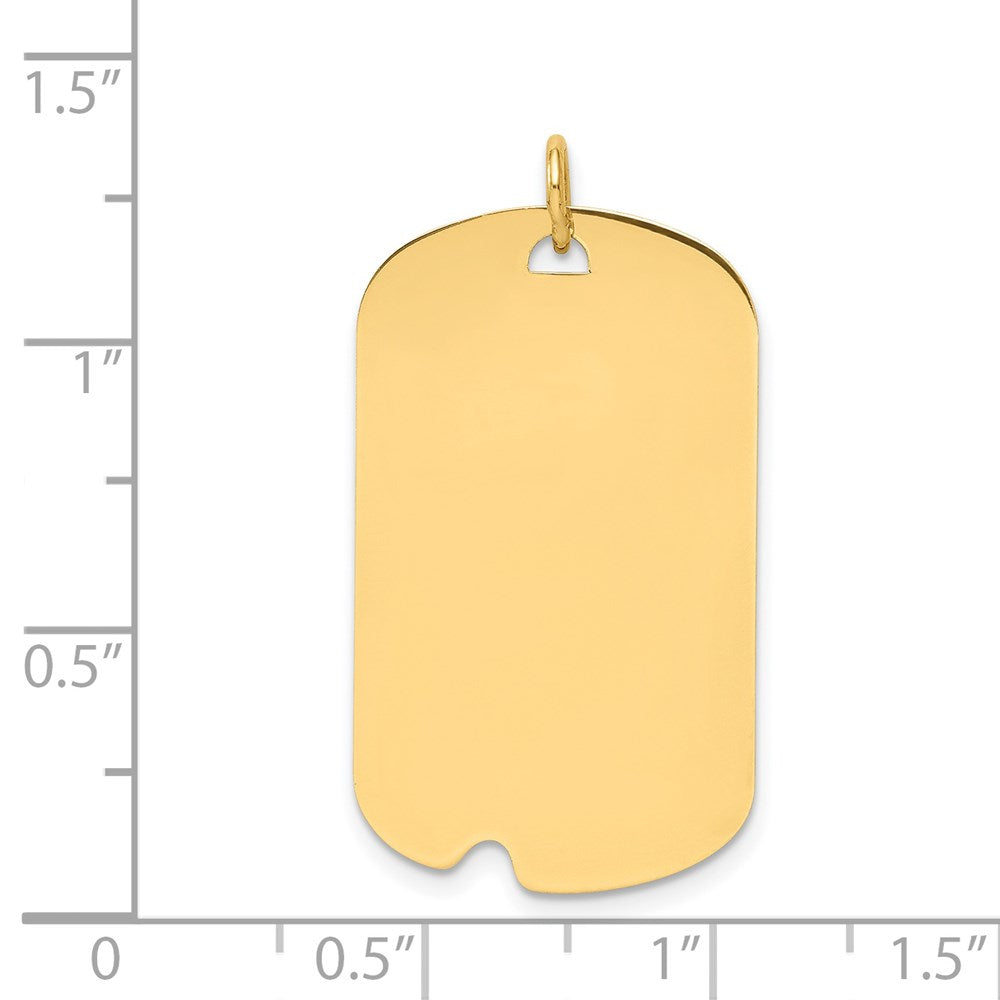 14k Plain .035 Gauge Engravable Dog Tag w/Notch Disc Charm - 2
