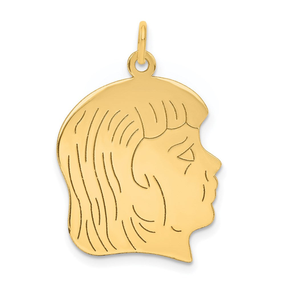 14k .013 Depth Engravable Girl Head Charm - 5